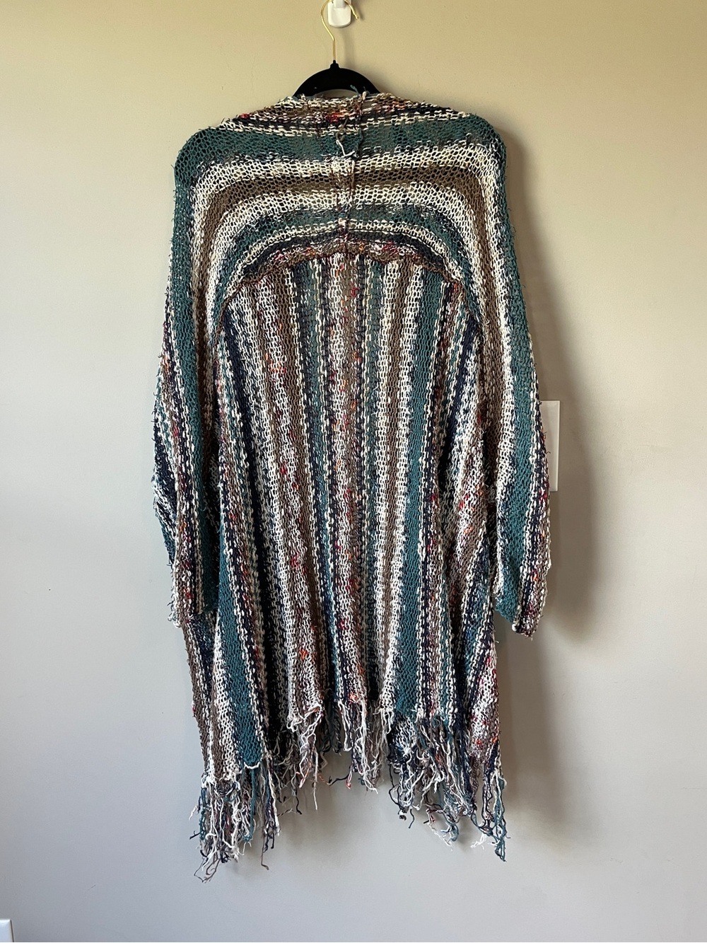 Free People Multicolor Striped Knit Fringe Open Cardigan - Picture 2 of 5